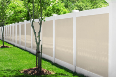 Classic Beige and Classic White Tongue and Groove Vinyl Privacy Fence