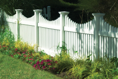 Contemporary Classic White 3 inch by Seven Eight Inch Picket Fence With Dog Ear Picket Caps